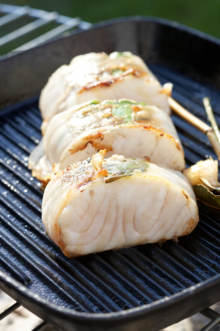 Picknicken, Picknick, Grillen, Zanderfilet mit Lardo