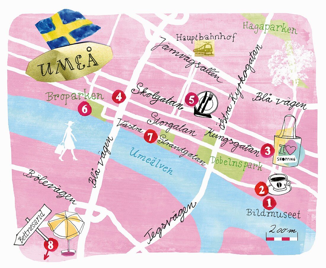 A map of Umea, Sweden