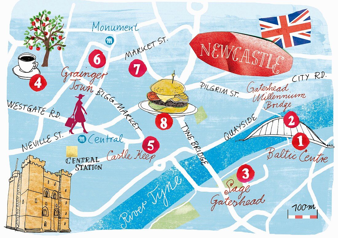 Stadtplan von Newcastle, England
