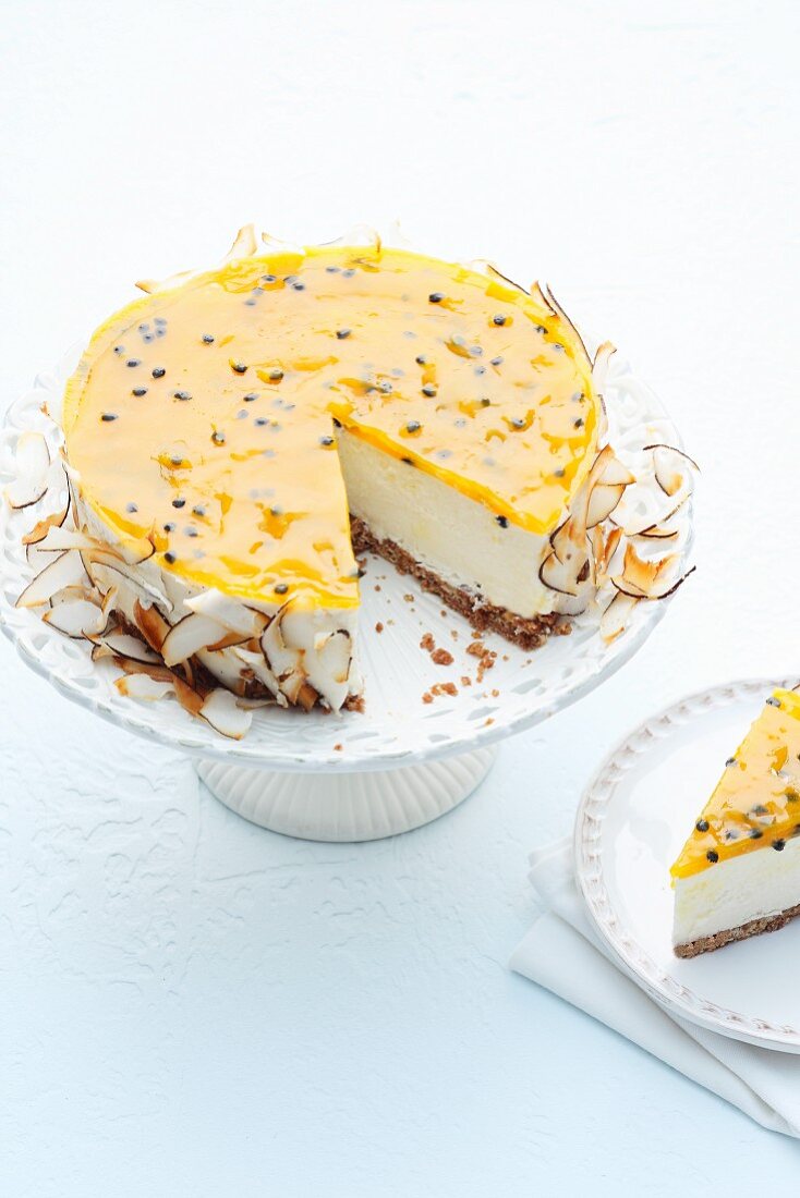 Coconut and passion fruit cheesecake