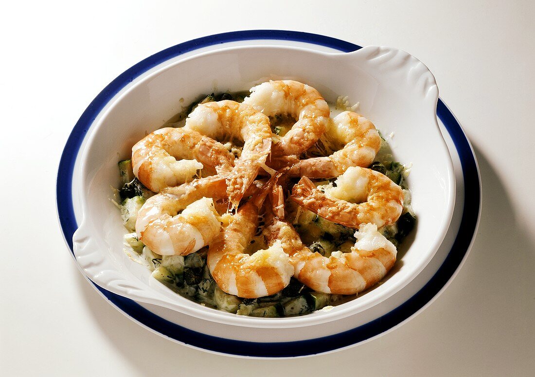 Shrimp au gratin on Cucumbers