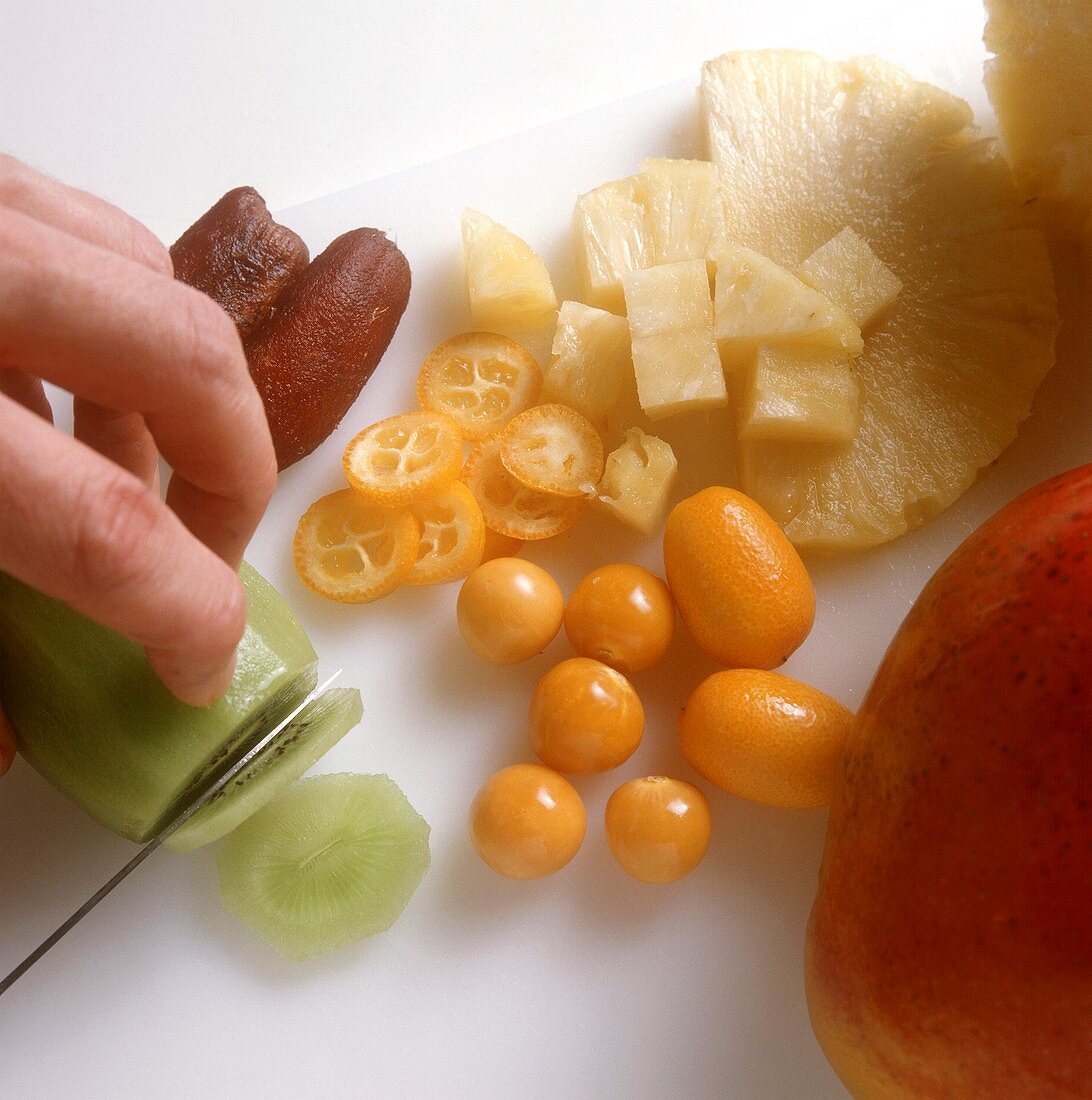 Slicing exotic fruit