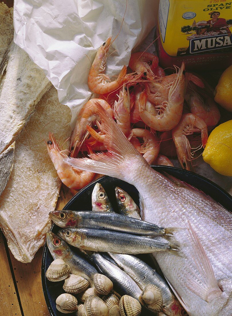 Norway Lobsters; Salt Cod; Sardines; Gilt-Poll