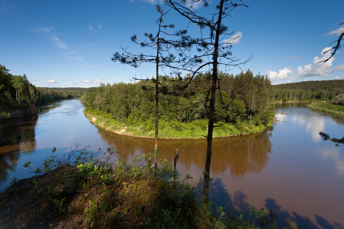 Lettland, Erglu Klintis, Adlerfelsen am Gauja Fluss bei Cesis