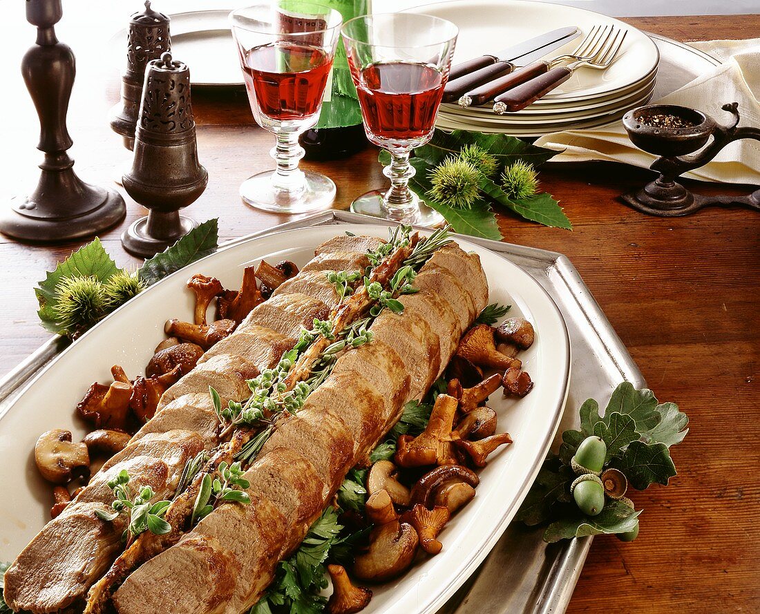 Saddle of Venison with assorted Mushrooms & Herbs