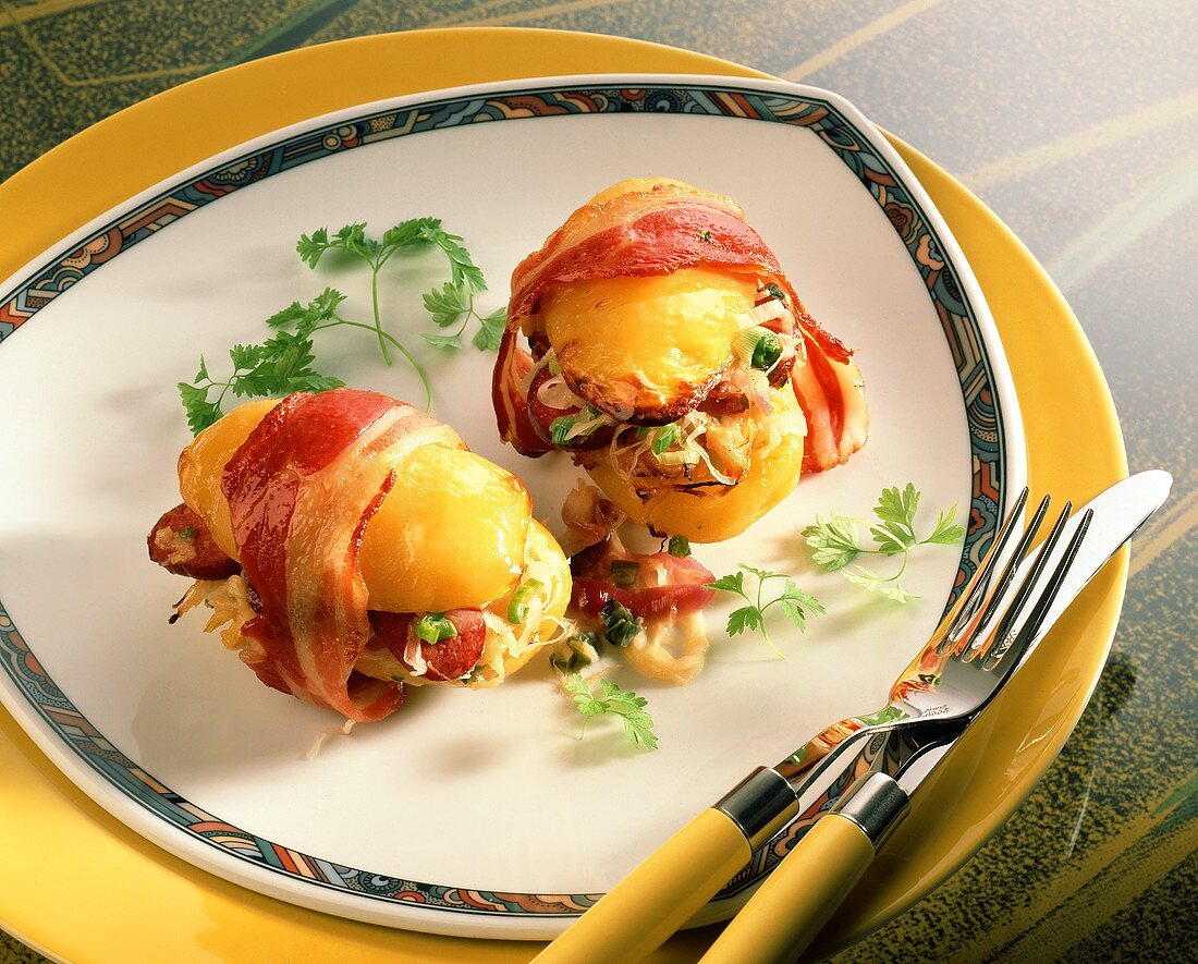 Baked potatoes with bacon filling