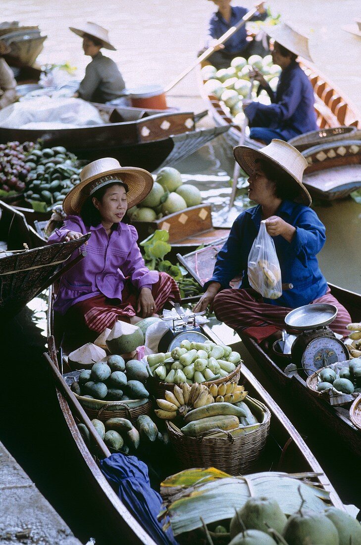 Floating market with fruit, Thailand