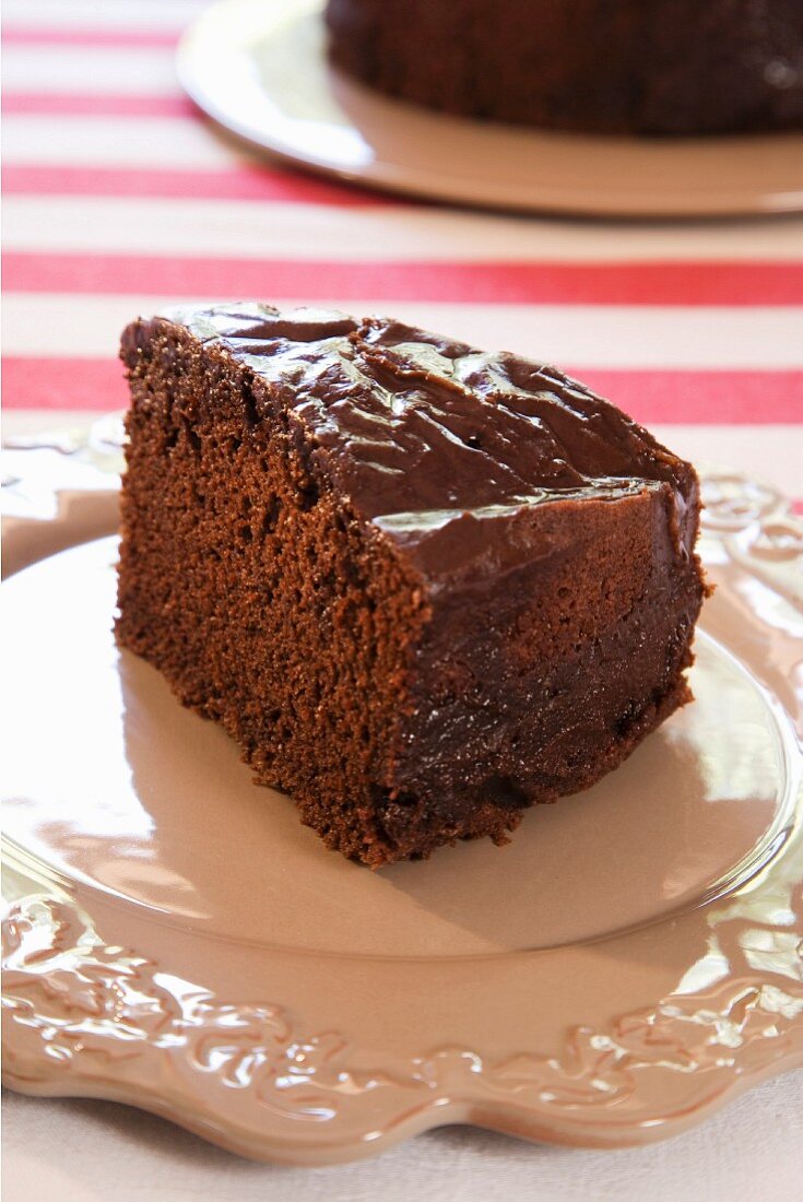 A piece of chocolate cake