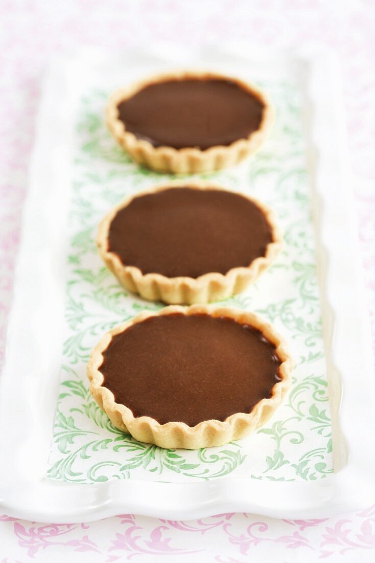 Chocolate and chestnut tartlets