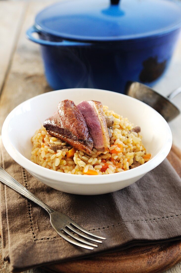Risotto with wild duck breast