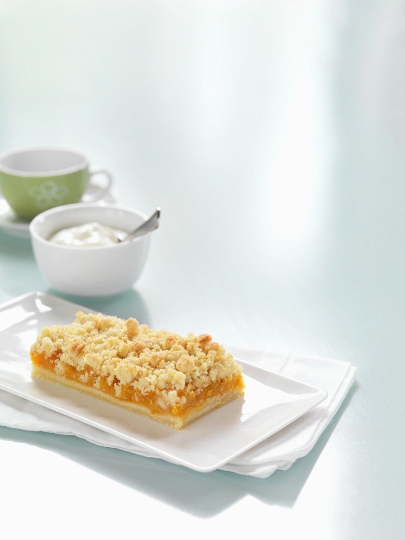 A slice of apricot crumble