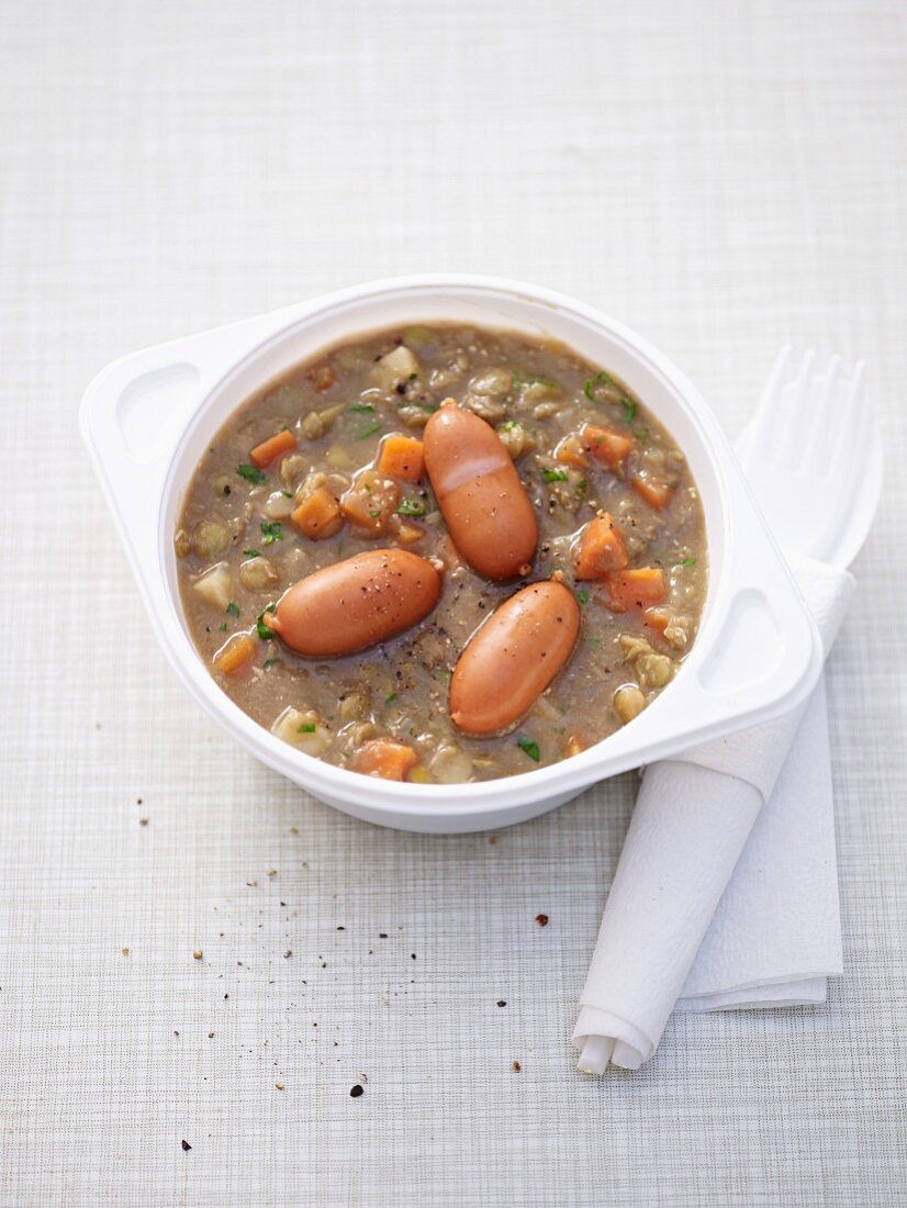 Lentil soup with sausage