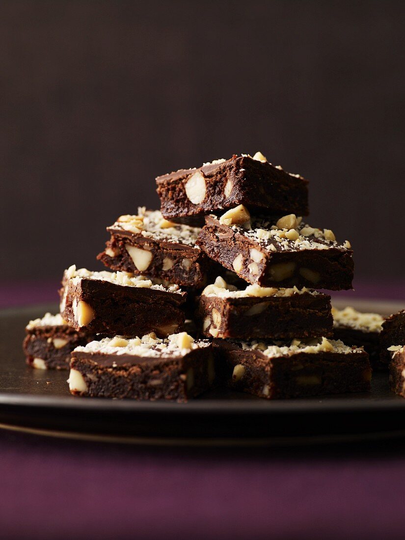 Walnut brownies, stacked