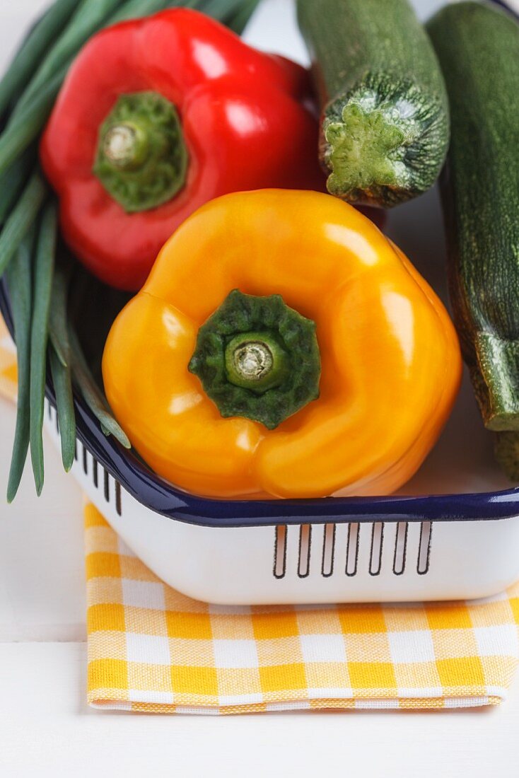 Courgette, peppers and spring onions