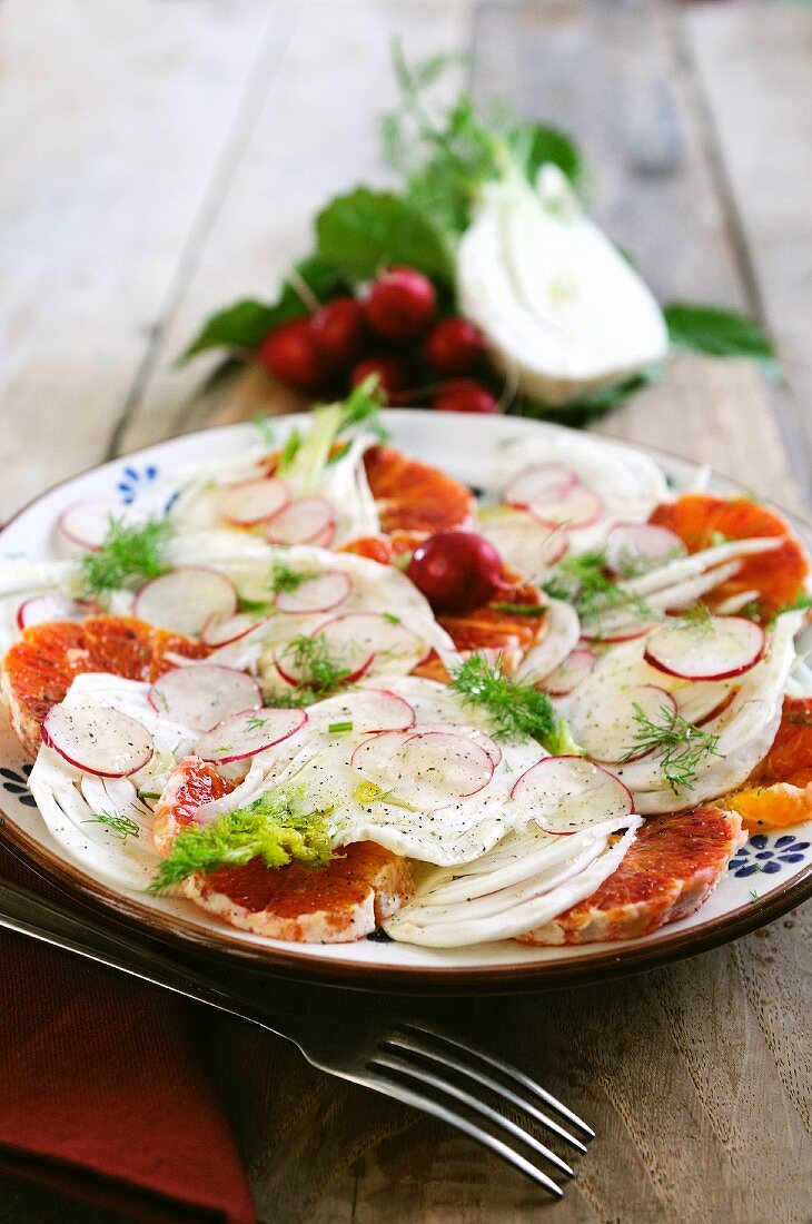 Fennel, radish and blood orange salad