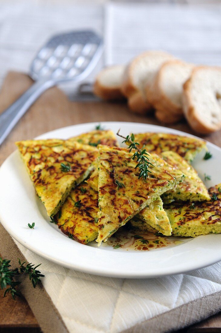 Thyme frittata with balsamic dressing