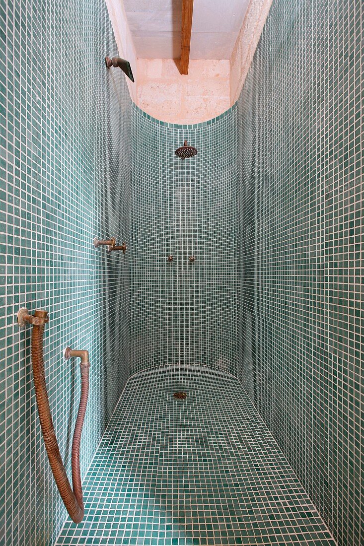 Mosaic tile shower