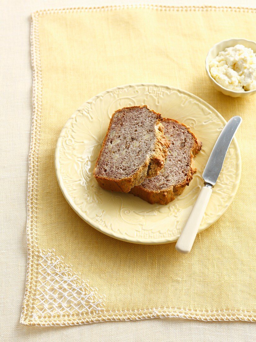 Plate of whole wheat bread with butter