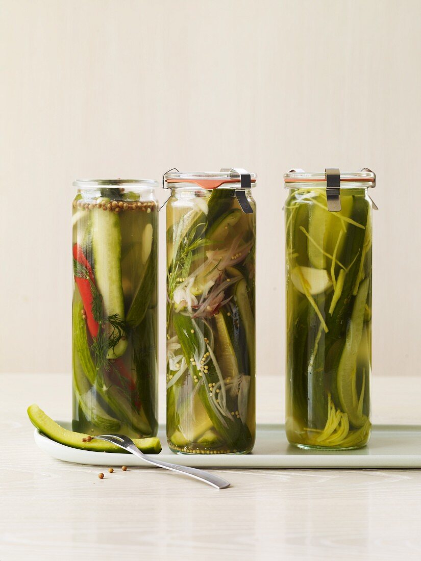 Three Jars of Homemade Pickles