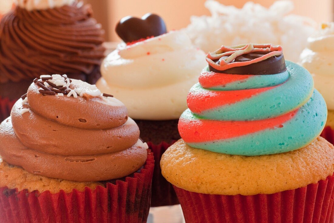 Various colourful cupcakes