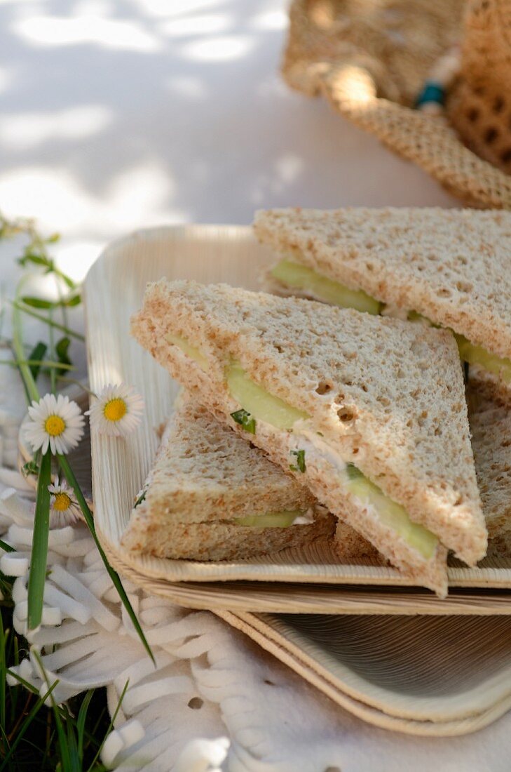 Cucumber and goat's cheese sandwiches