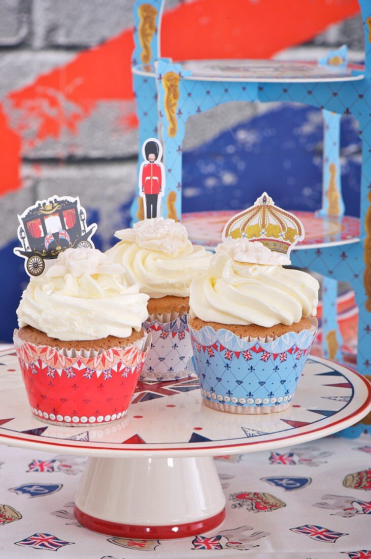 Cupcakes mit britischen Symbolen