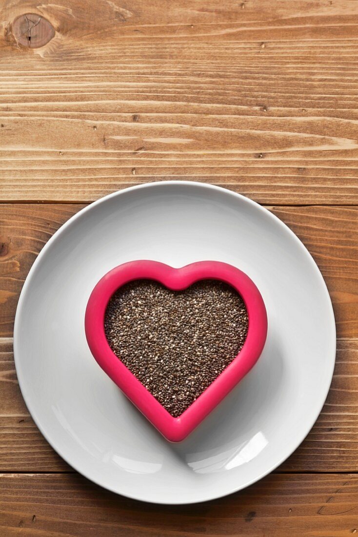 Chia Seeds in a Heart Shaped Bowl