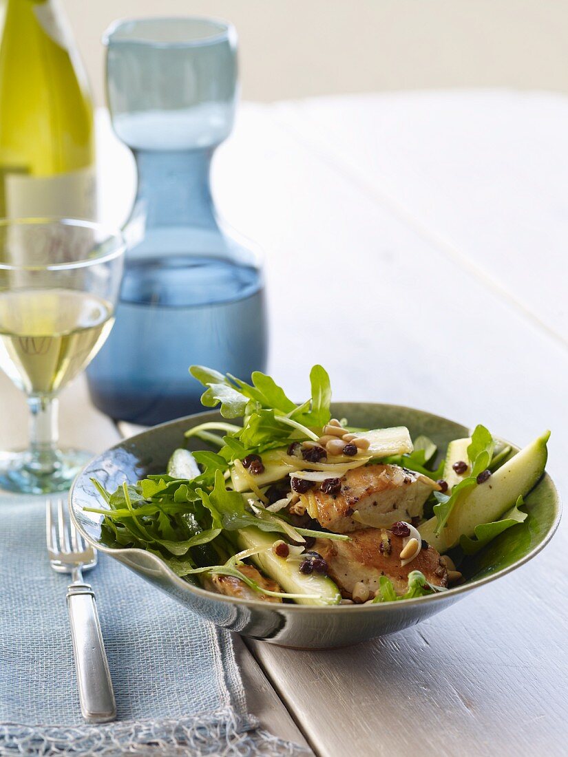 Bowl of Chicken and Arugula Salad