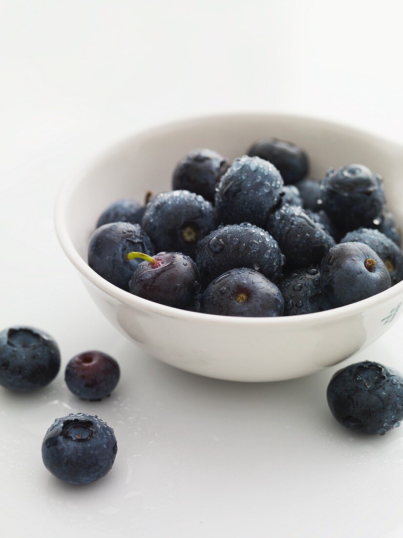 Bowl of Freshly Washed Blueberries