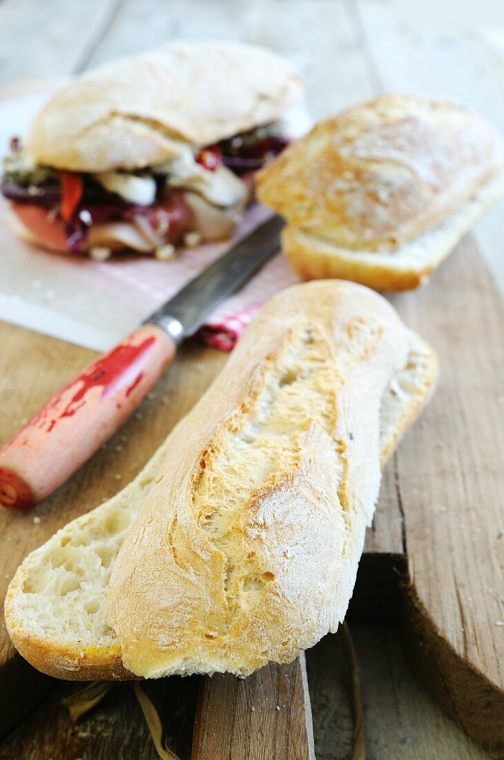 Ciabatta roll sliced