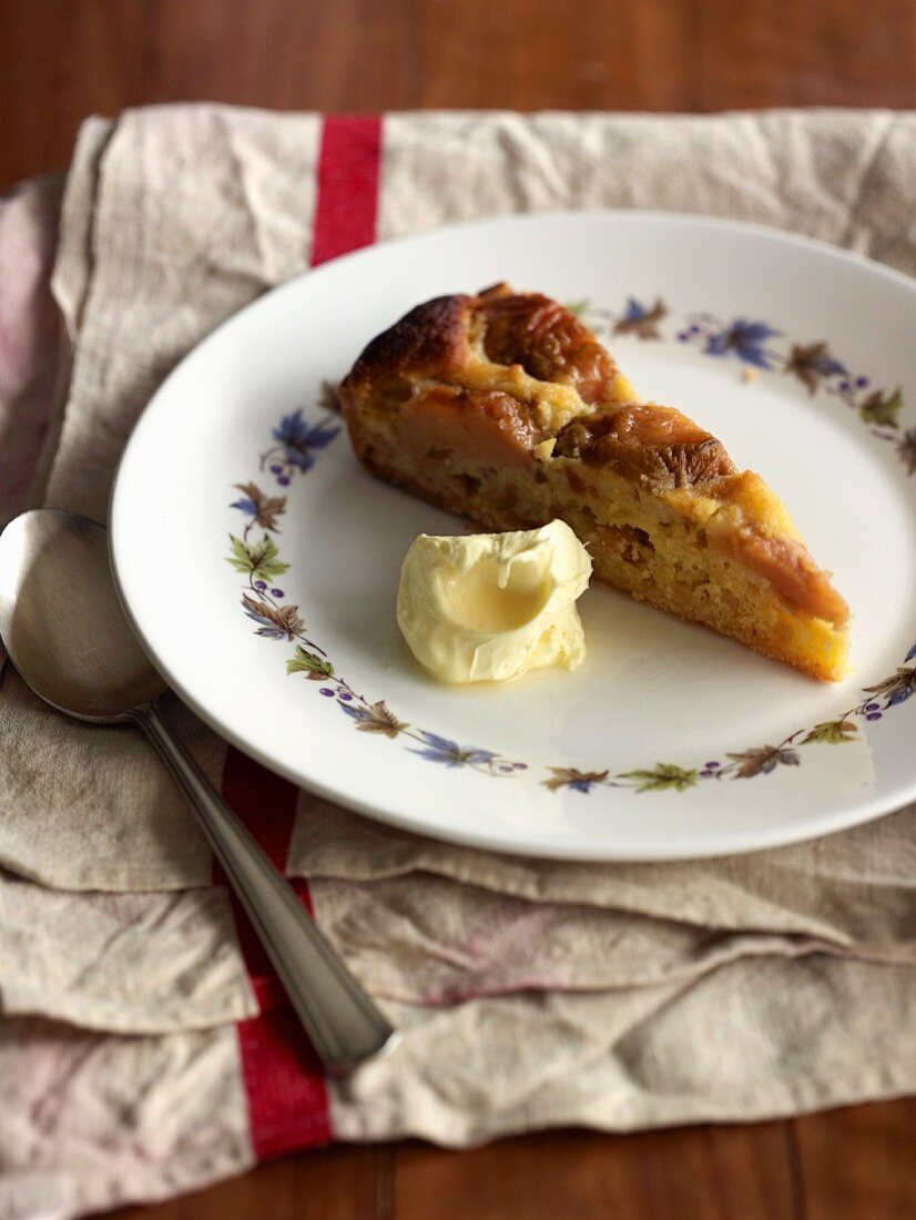 Quince cake with almond glaze