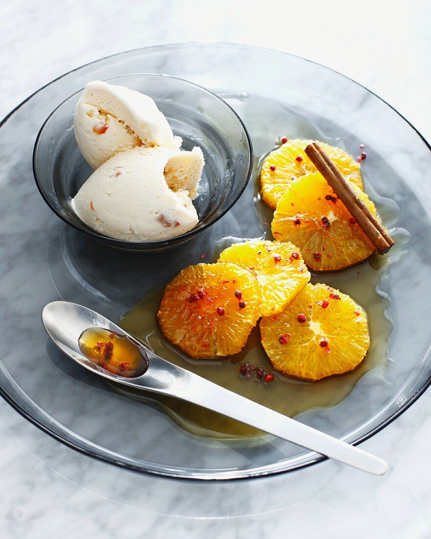 Bowl of bitter orange ice cream