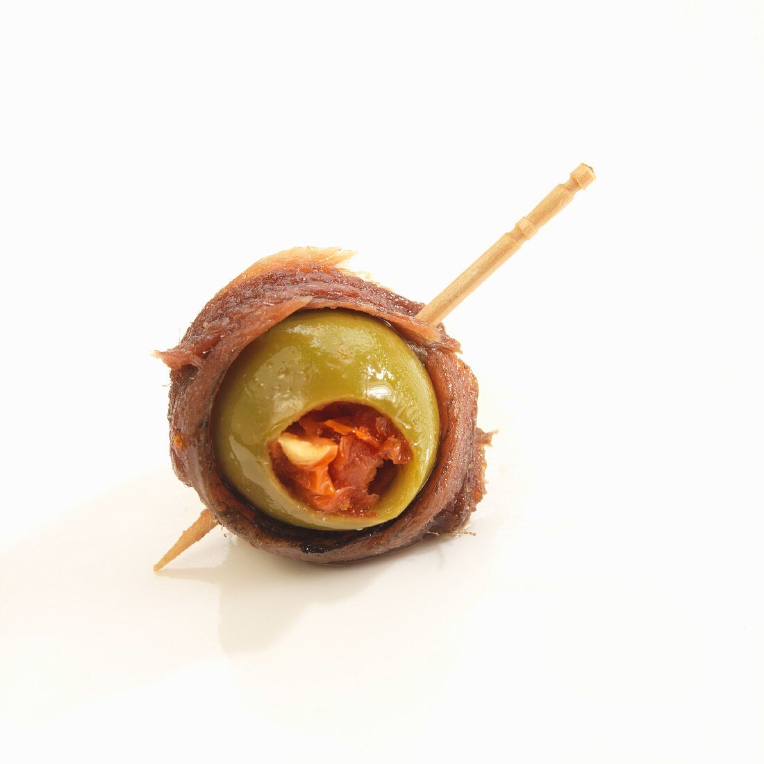Stuffed Olive Wrapped in Anchovy with a Toothpick