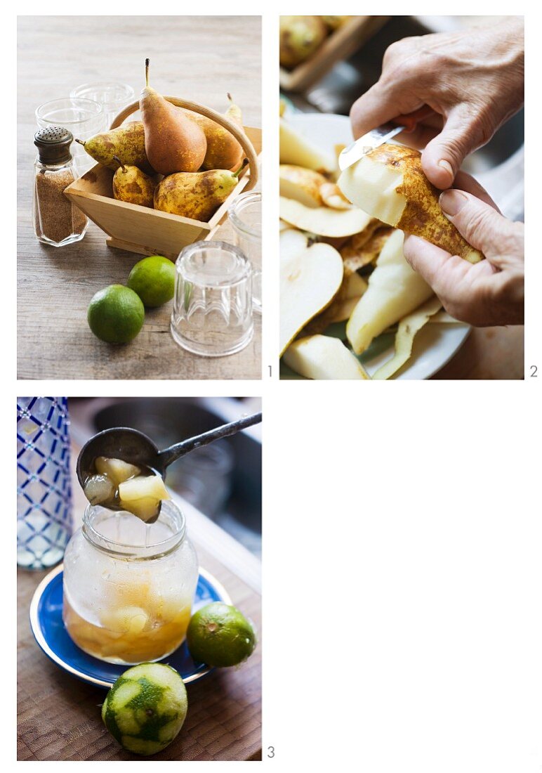 Pear compote being made
