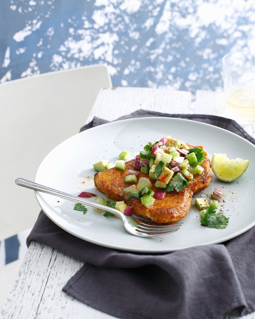 Plate of Mexican fish with vegetables