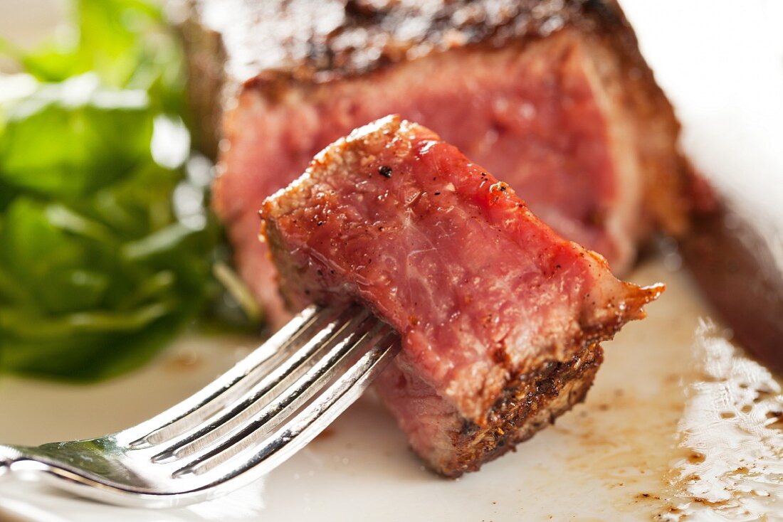 Piece of Steak on a Fork
