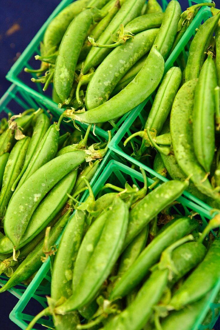 Bio Heirloom Zuckerschoten auf einem Markt