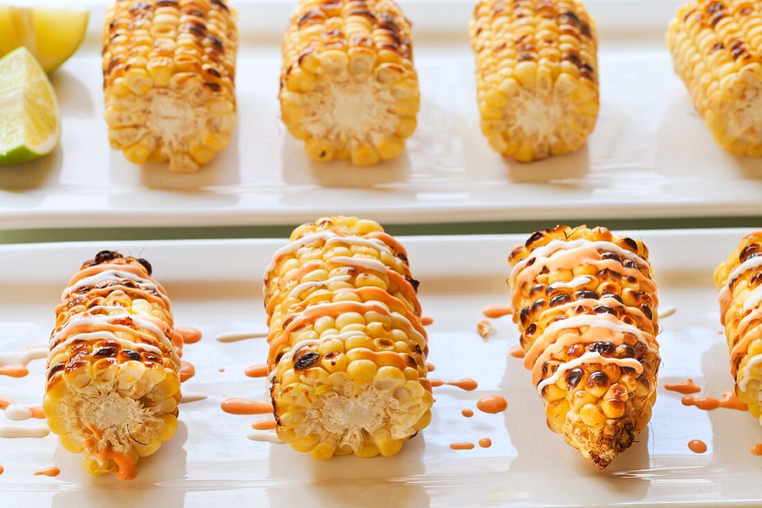 Roasted Corn on the Cob with Mexican Style Sauce