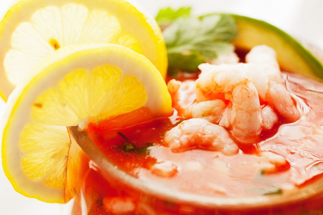Mexican Style Shrimp Cocktail; Close Up