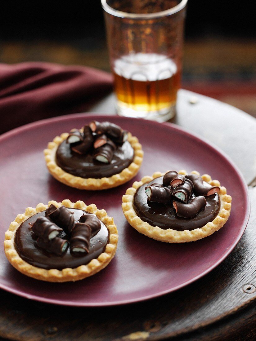 Plate of chocolate tarts