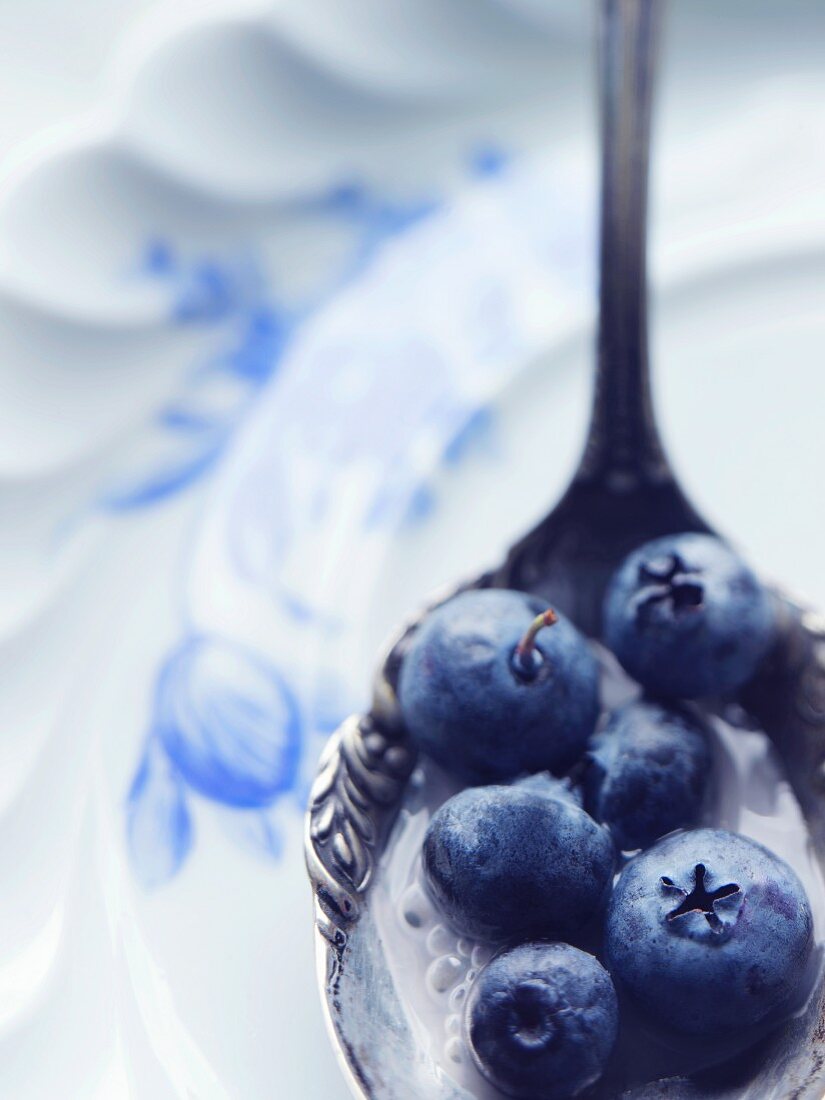 A Spoonful of Fresh Blueberries
