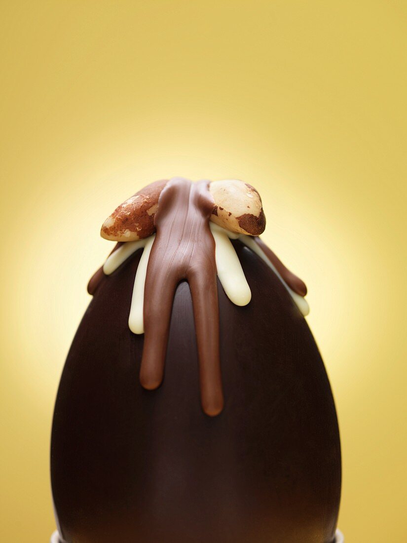 Close up of decorated chocolate egg