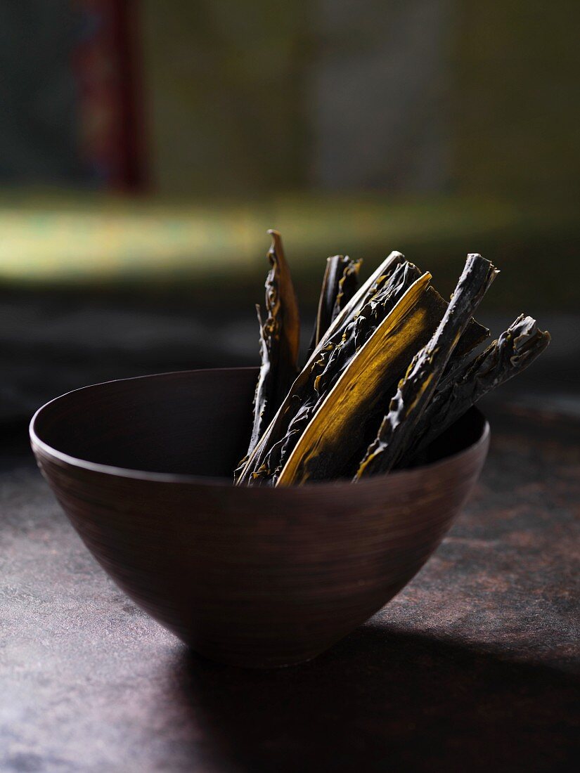 Close up of herbs in bowl