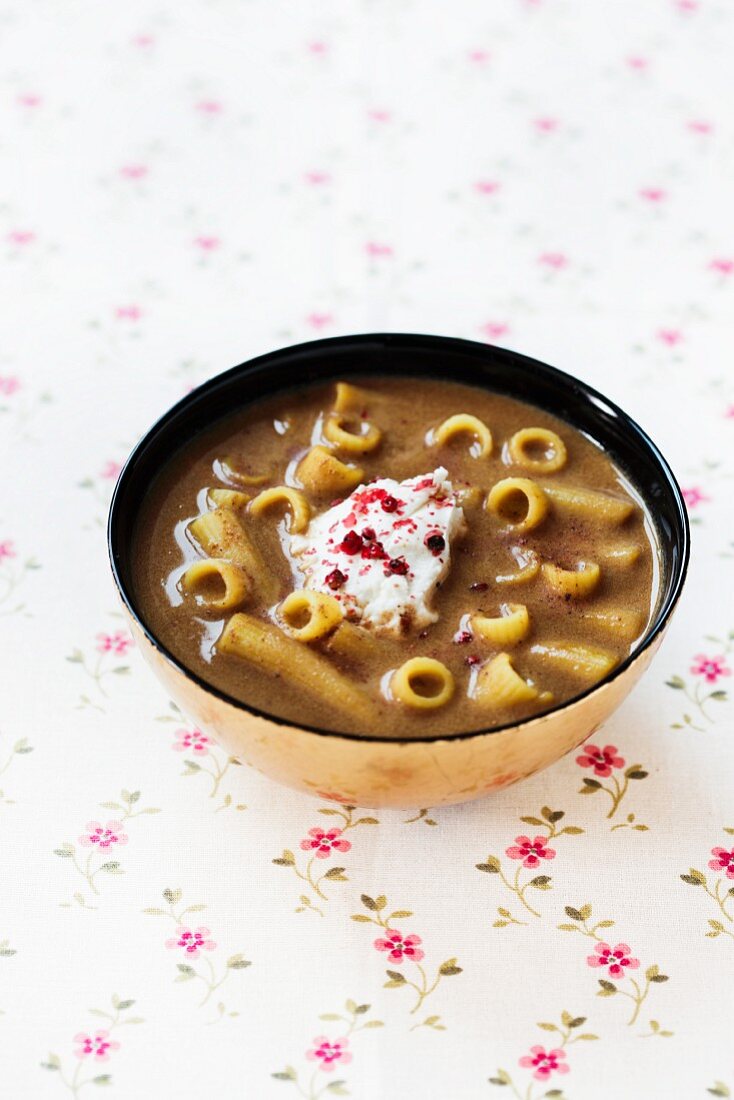 Beer soup with pasta