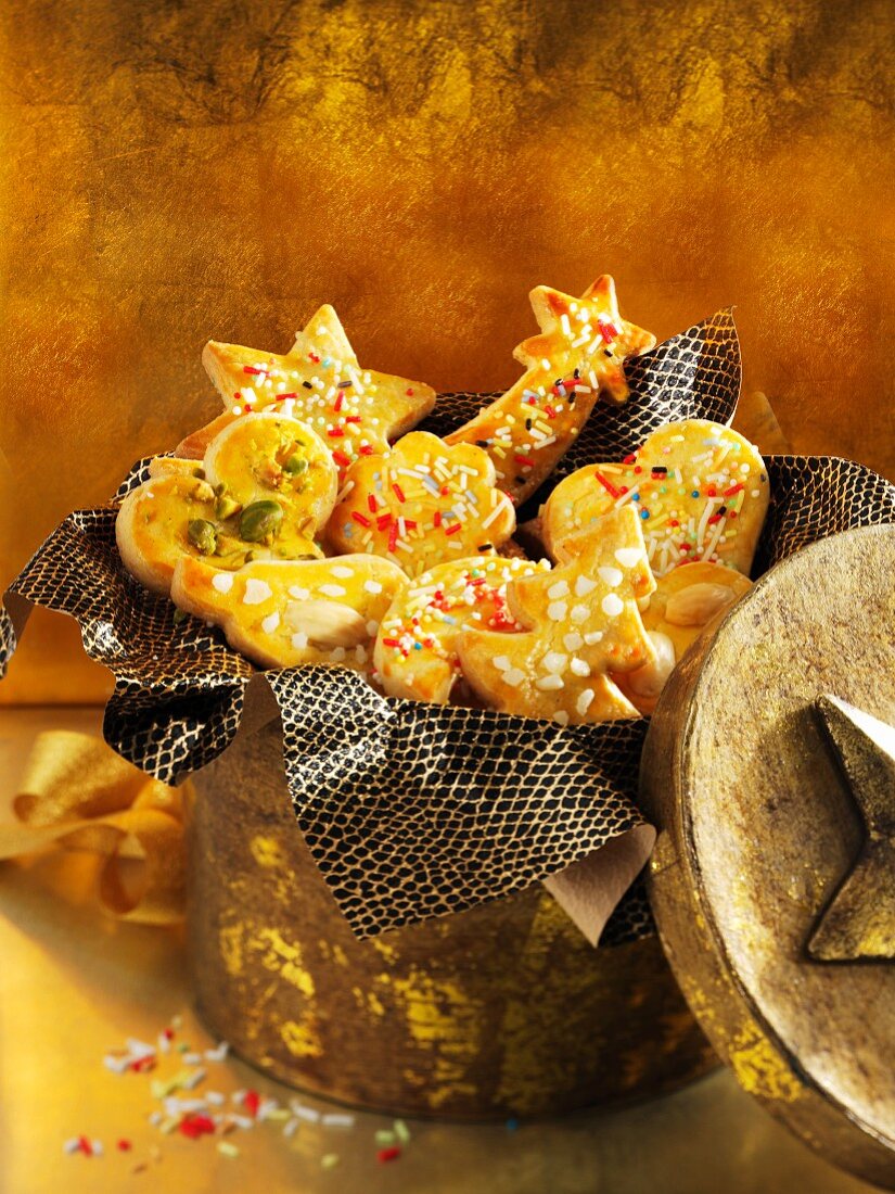 Various different shaped butter biscuits