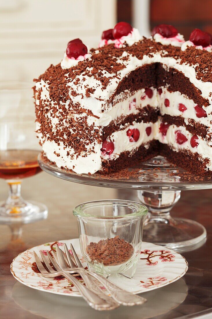 Black Forest gateau, a piece removed