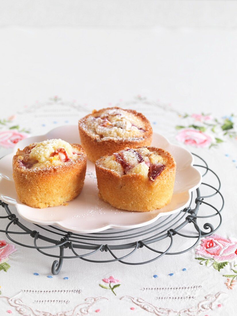 Friands with peaches and white chocolate