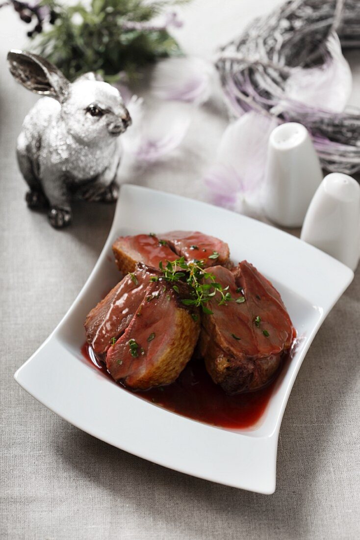 Duck in red wine sauce