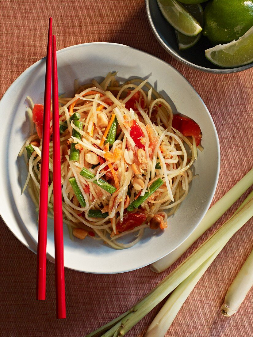 Thai noodle salad with peanuts and lemongrass