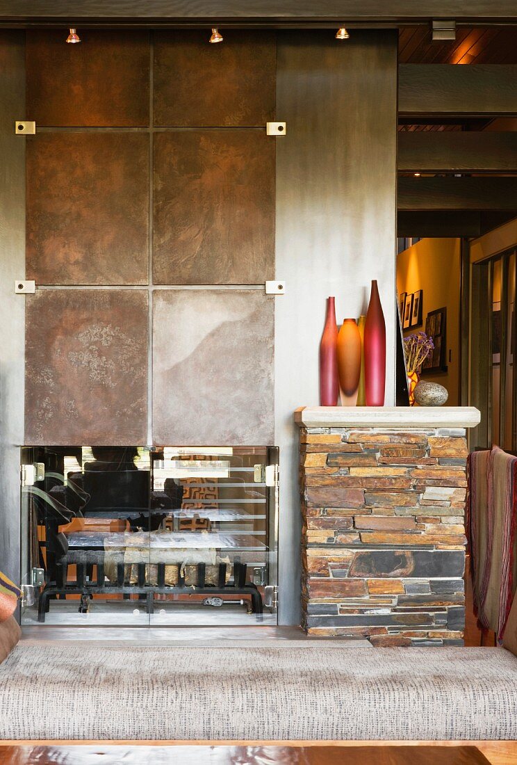 A fireplace in a living room